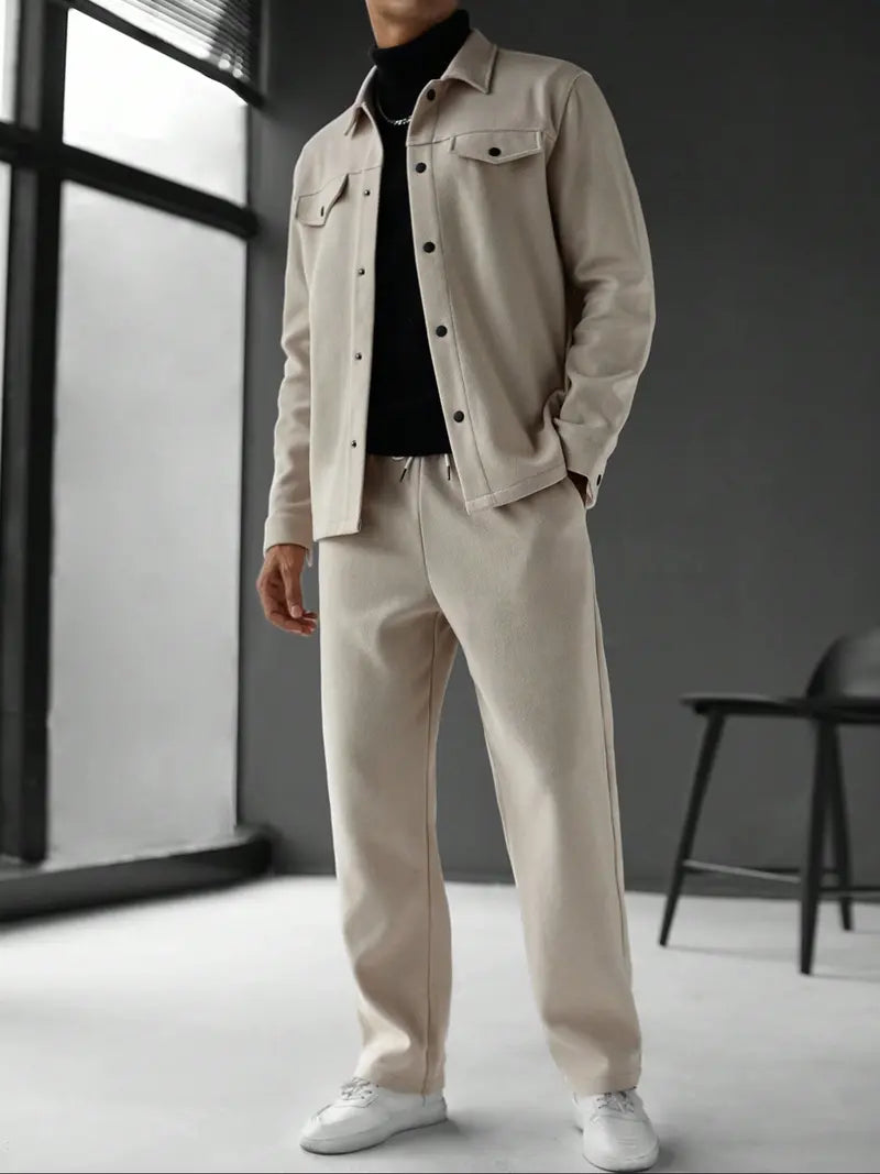 Men’s Casual Jacket and Pants Set Relaxed Fit Everyday Outfit