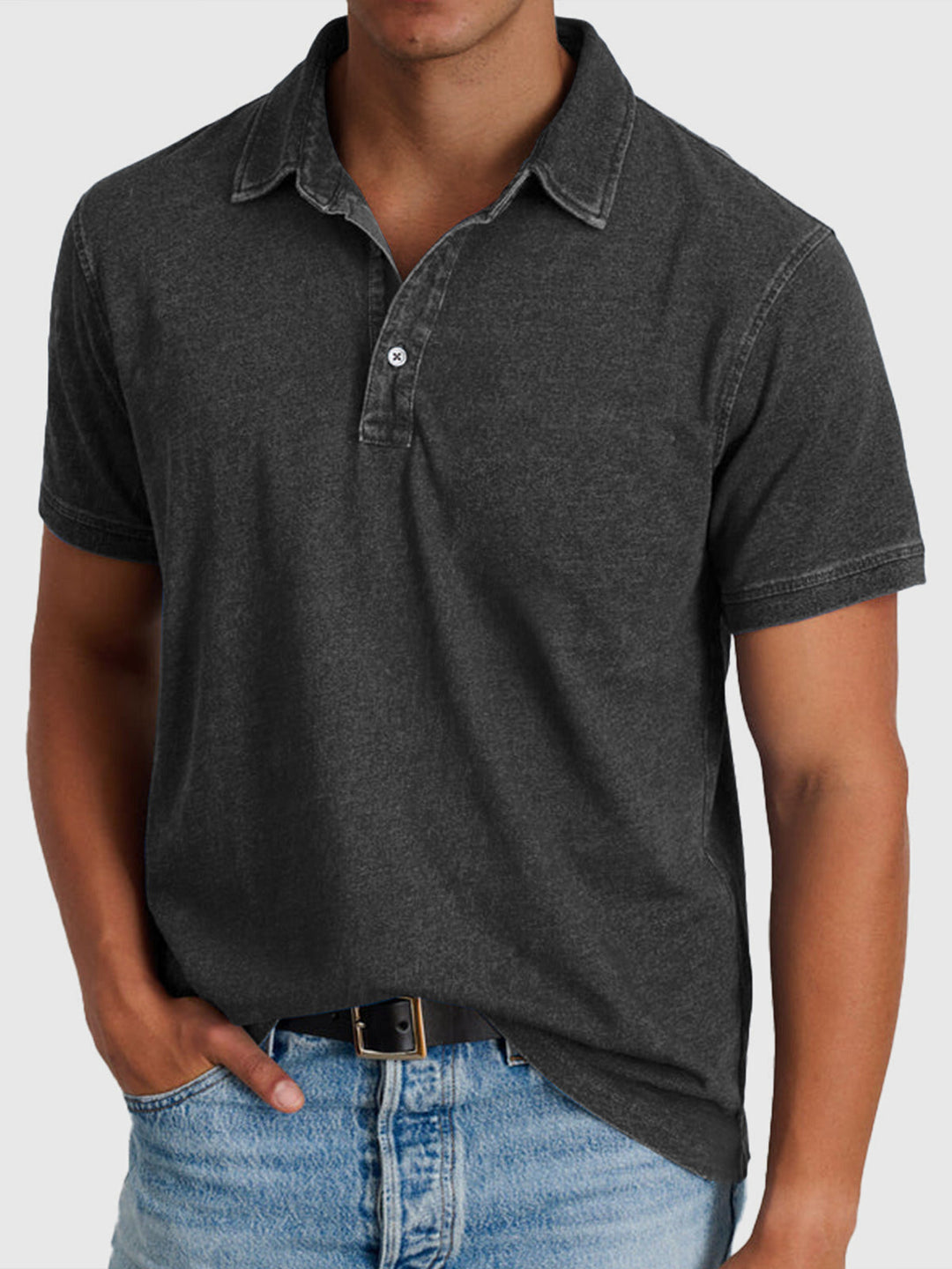 Men’s Polo Shirt Short Sleeve Casual Button Collar Everyday Top
