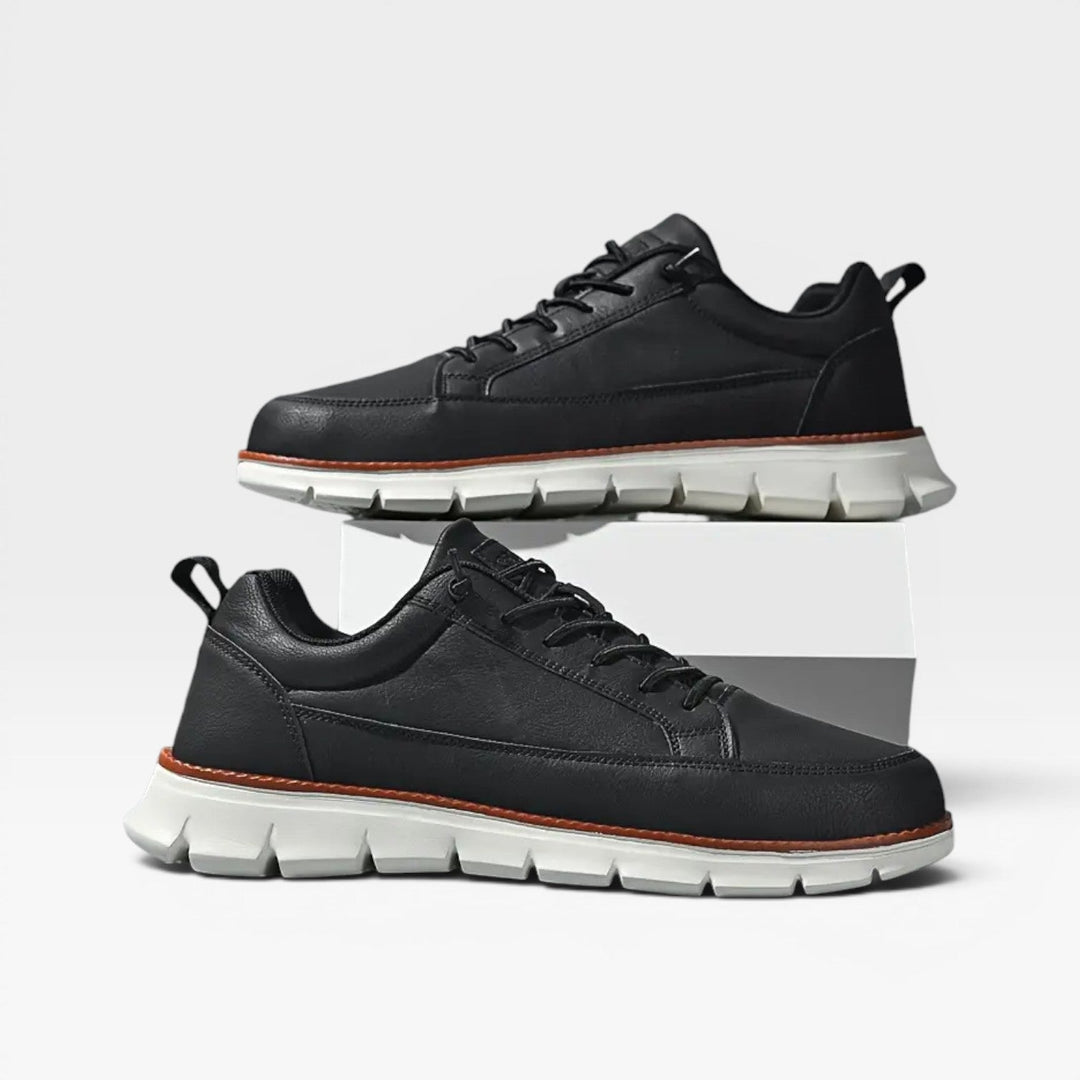 Men's Casual Leather Trainers – Lace Up Cushioned Everyday Sneakers