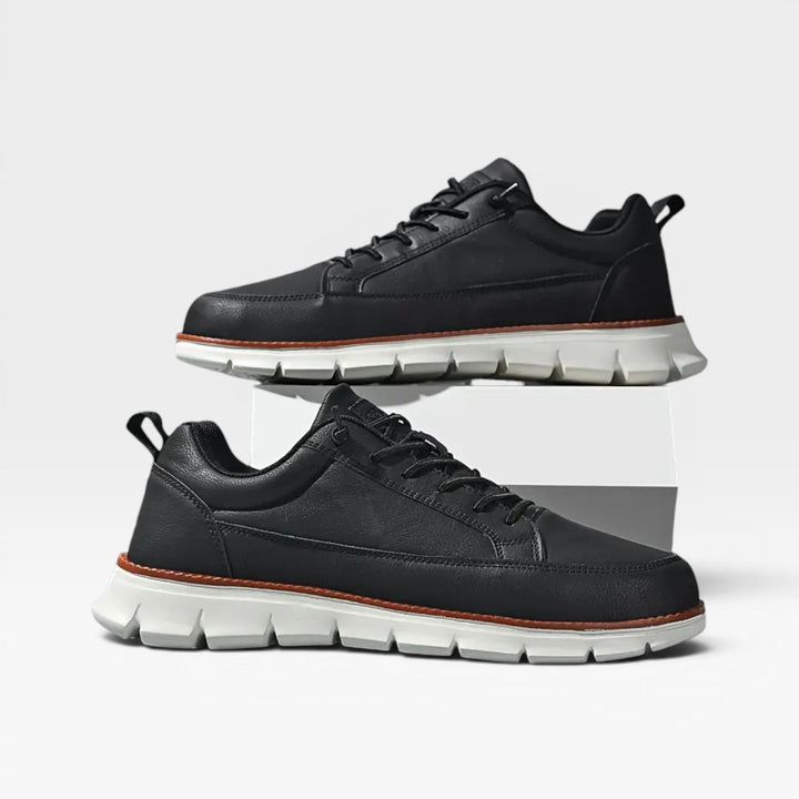 Men's Casual Leather Trainers – Lace Up Cushioned Everyday Sneakers
