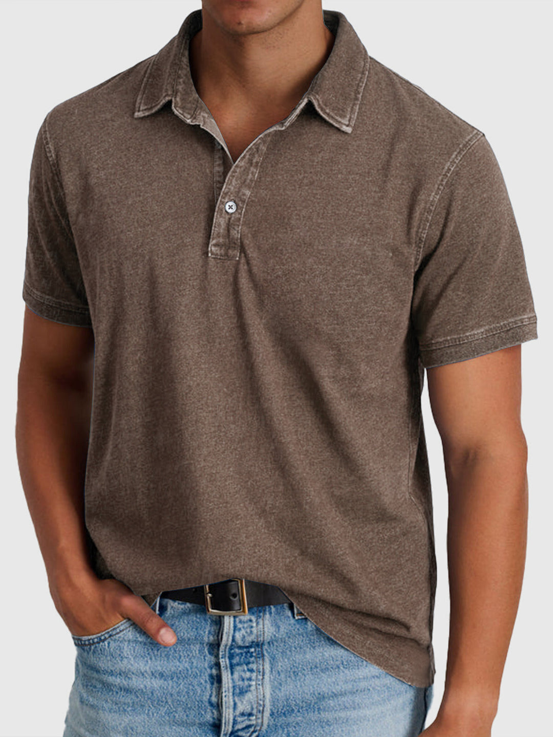 Men’s Polo Shirt Short Sleeve Casual Button Collar Everyday Top