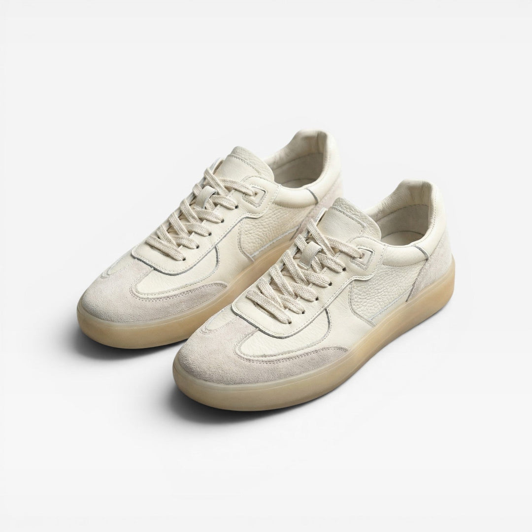 Men's Genuine Leather Trainers – Classic Lace Up Casual Everyday Sneakers
