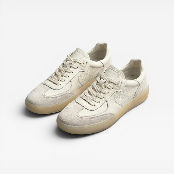 Men's Genuine Leather Trainers – Classic Lace Up Casual Everyday Sneakers