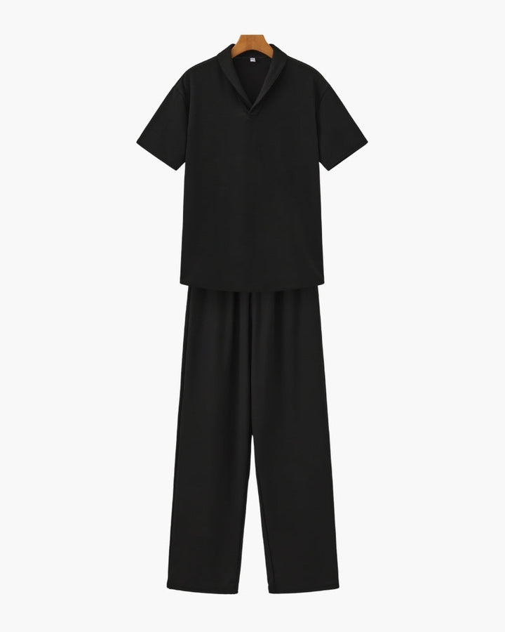 Men’s Casual Short Sleeve Shirt and Pants Set Relaxed Fit Everyday Outfit