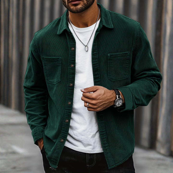 Men’s Corduroy Jacket Casual Button Up Overshirt Everyday Wear