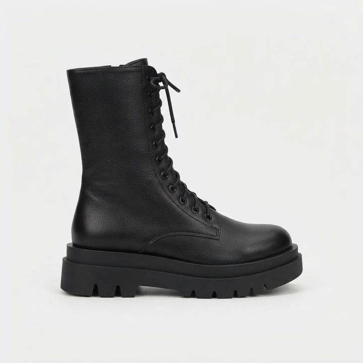 Women's Platform Leather Combat Boots