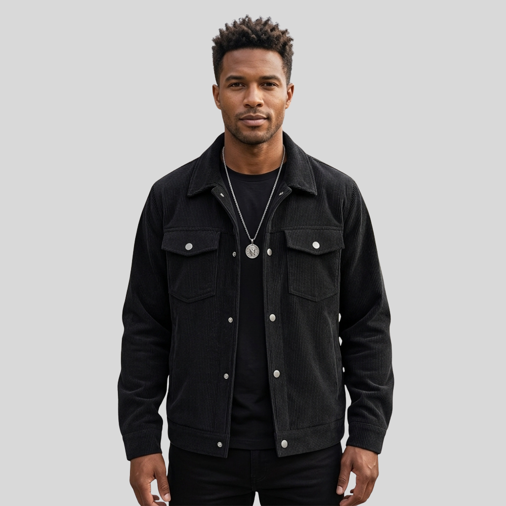 Men’s Button-Up Jacket Casual Utility Jacket with Chest Pockets