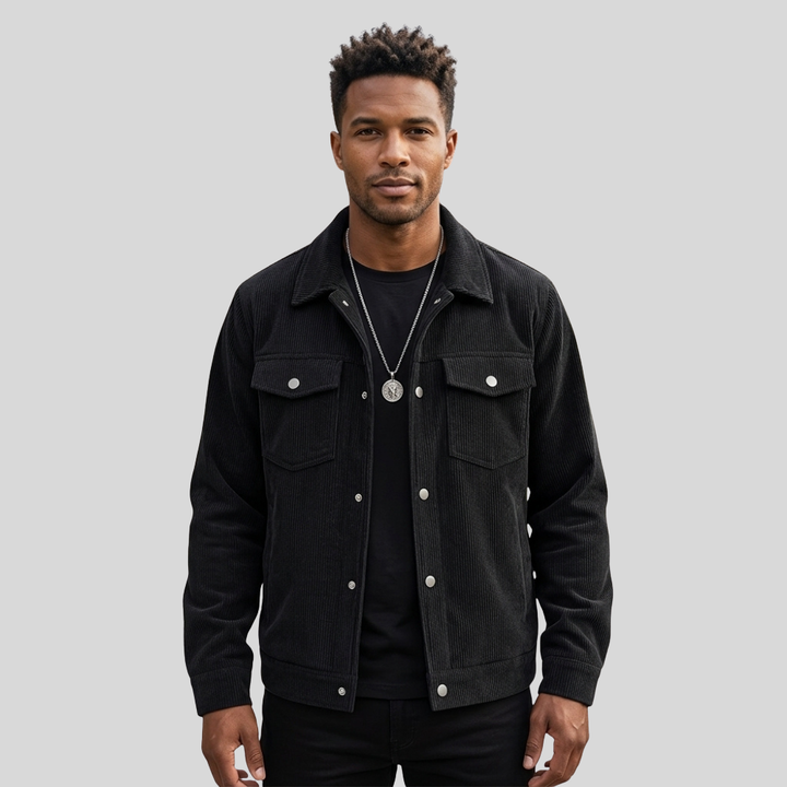 Men’s Button-Up Jacket Casual Utility Jacket with Chest Pockets