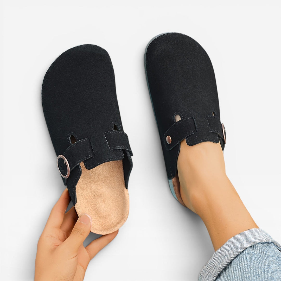 Men's Cork Clogs – Round Buckle Slip On Closed Toe Mules