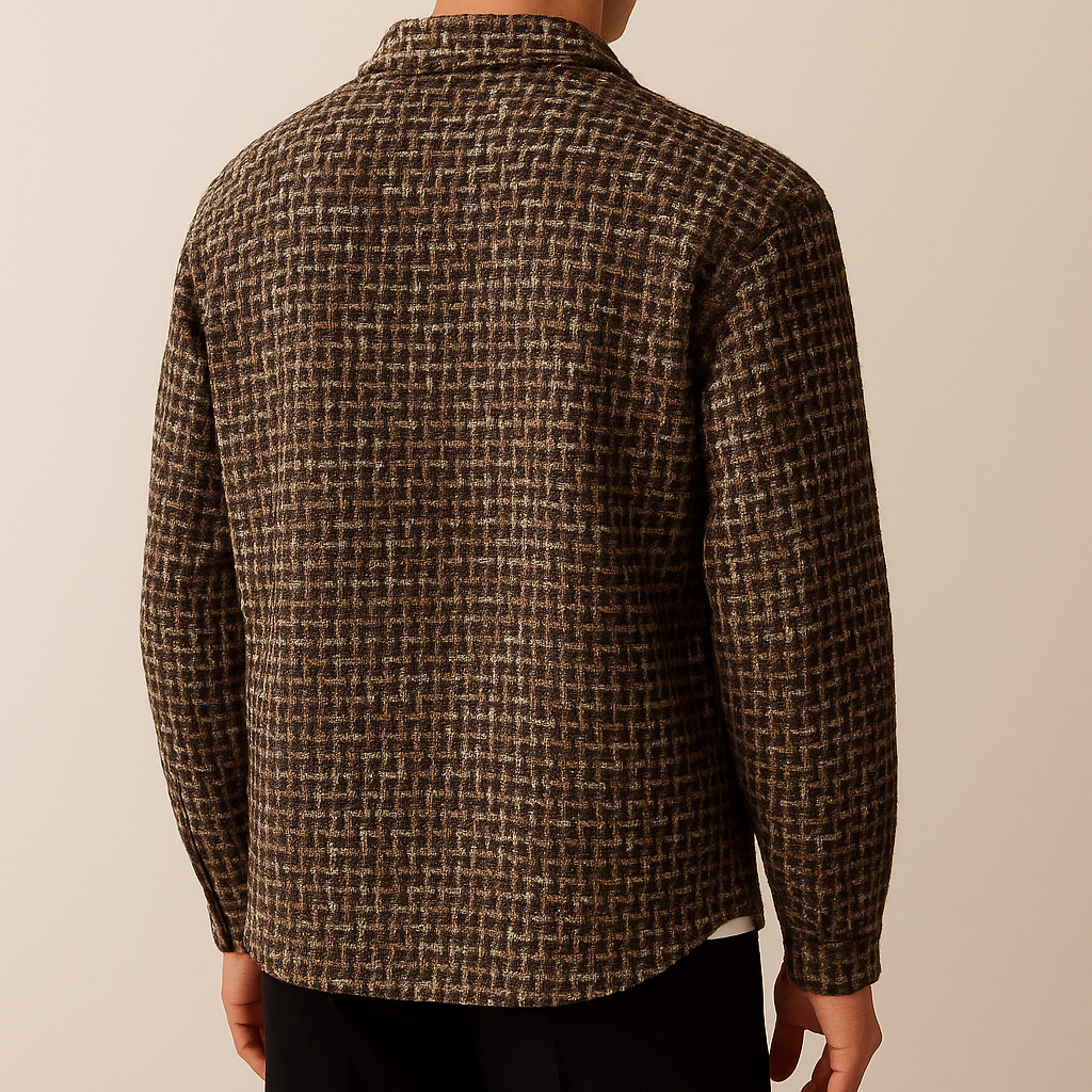 Men's Houndstooth Tweed Overshirt Relaxed Fit