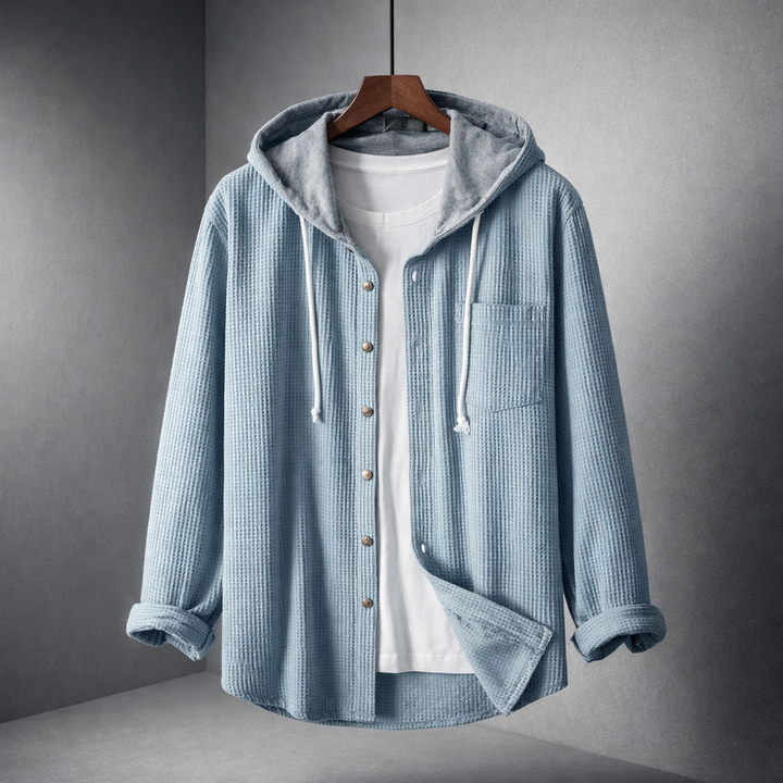 Men's Corduroy Overshirt Relaxed Fit Hooded Jacket