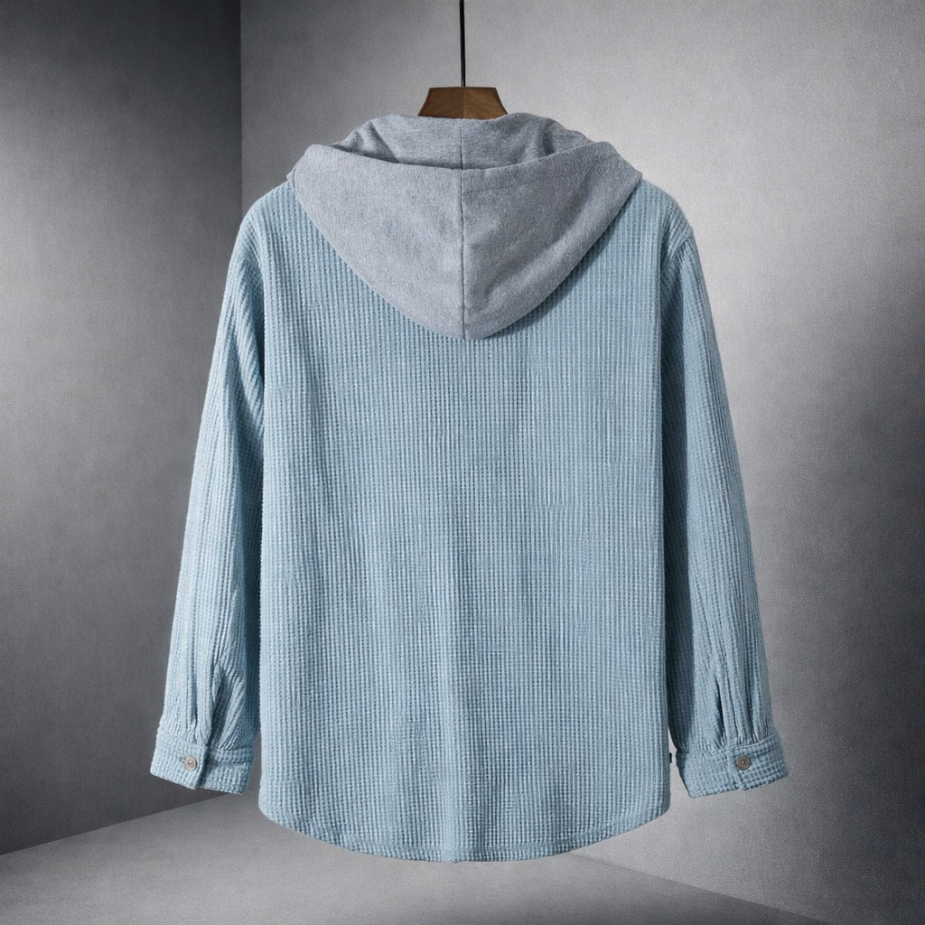 Men's Corduroy Overshirt Relaxed Fit Hooded Jacket