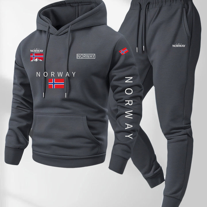 Men’s Hoodie Norway Tracksuit Set Casual Sweatshirt Jogger Pants Outfit