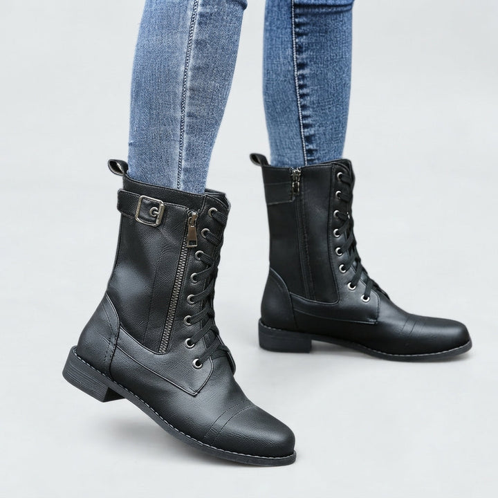 Women's Lace-Up & Side Zipper Combat Ankle Boots