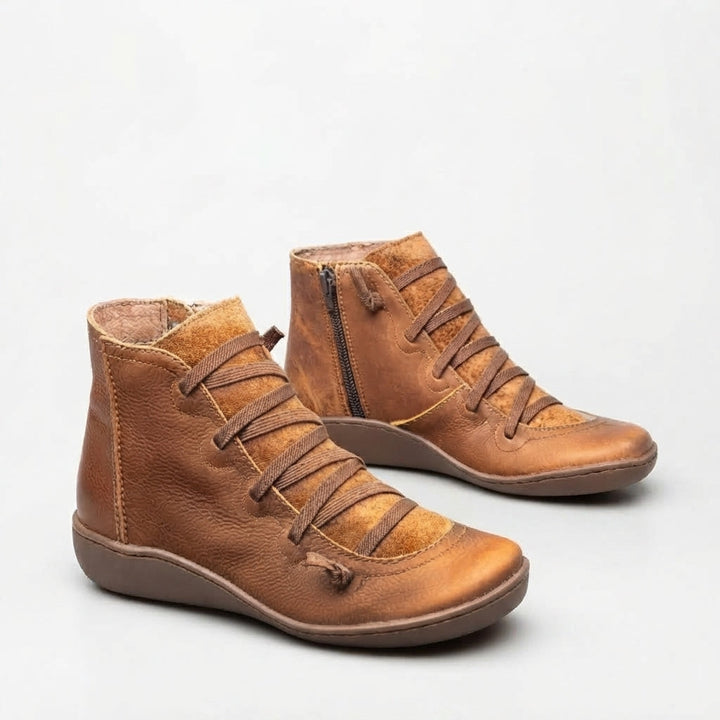 Women's Comfortable Lace-Up Leather Ankle Boots