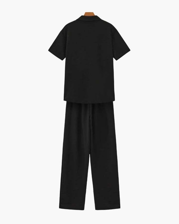 Men’s Casual Short Sleeve Shirt and Pants Set Relaxed Fit Everyday Outfit