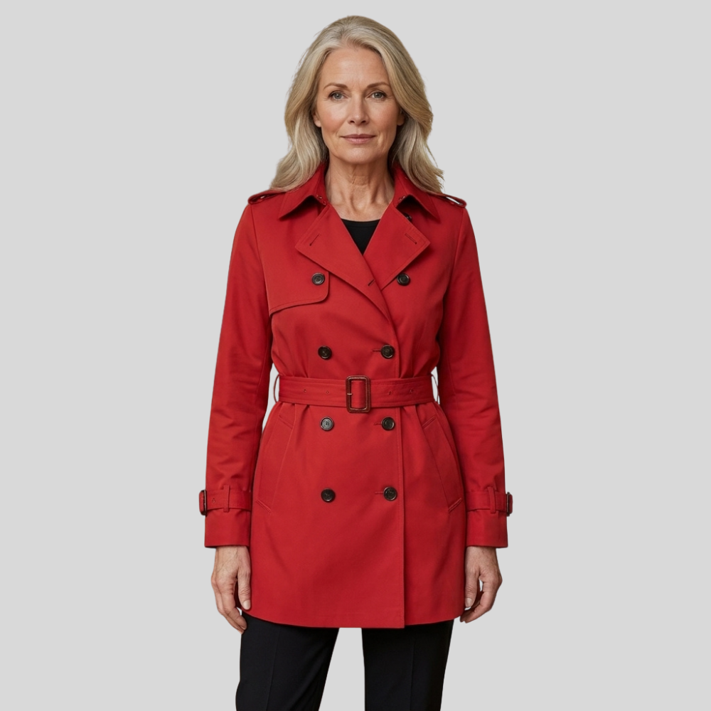 Women’s Trench Coat Double Breasted Long Coat Casual Outerwear