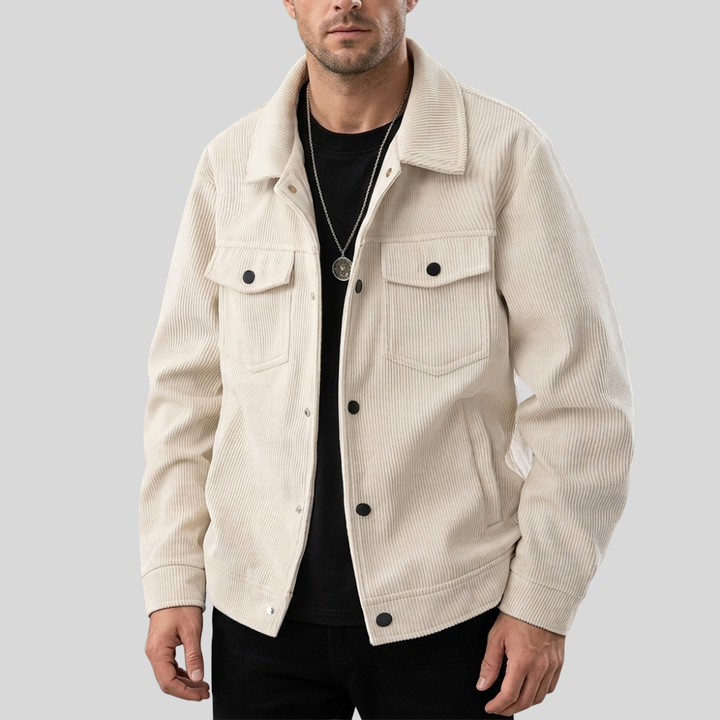 Men’s Button-Up Jacket Casual Utility Jacket with Chest Pockets