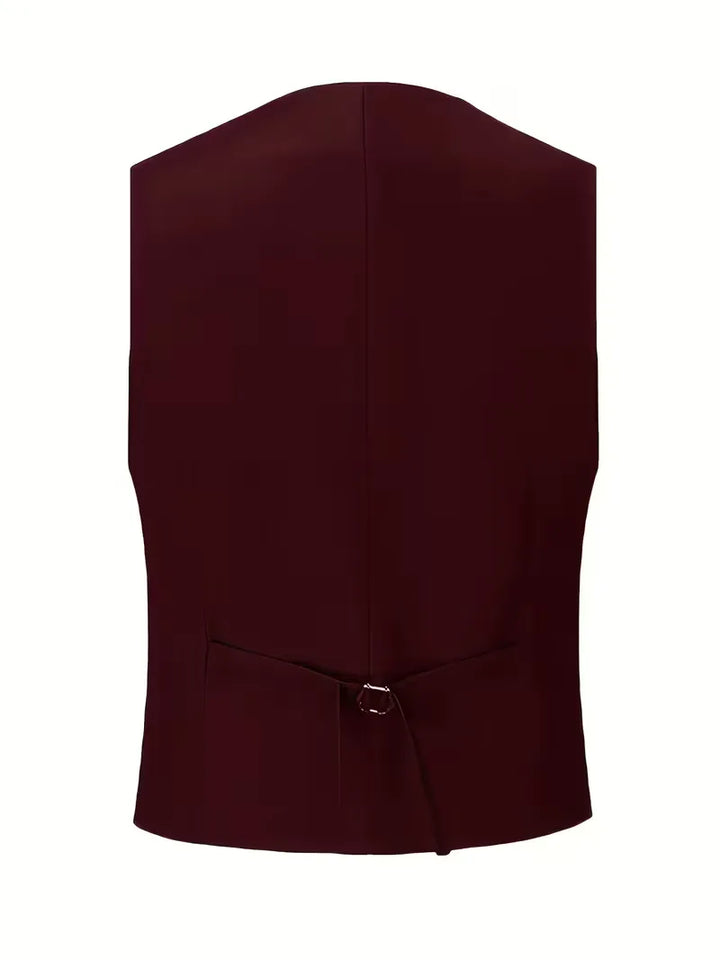 Slim Fit Double-Breasted Three-Piece Suit Set with Waistcoat for Men