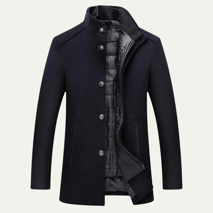 Men’s Stand Collar Coat Long Sleeve Button Front Casual Jacket