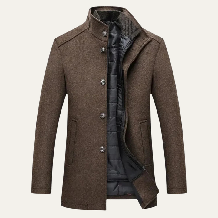 Men’s Stand Collar Coat Long Sleeve Button Front Casual Jacket
