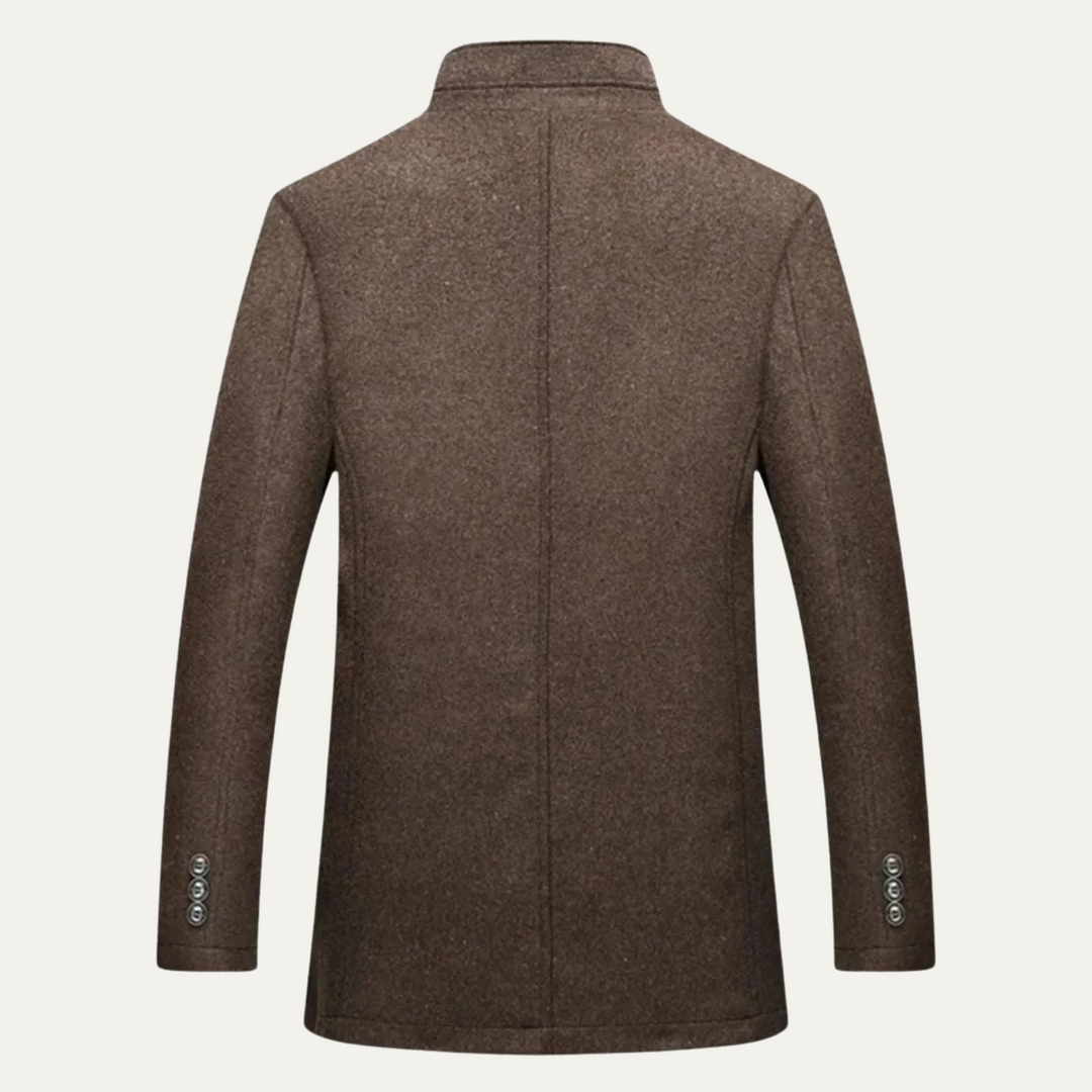 Men’s Stand Collar Coat Long Sleeve Button Front Casual Jacket