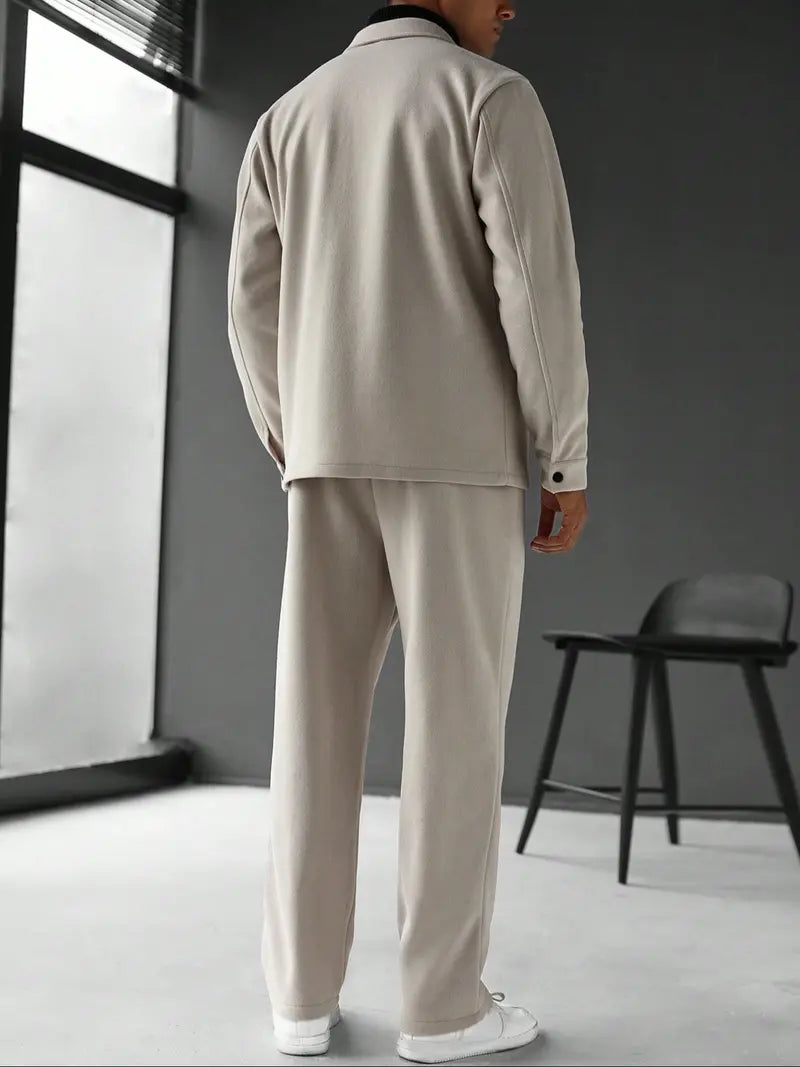 Men’s Casual Jacket and Pants Set Relaxed Fit Everyday Outfit