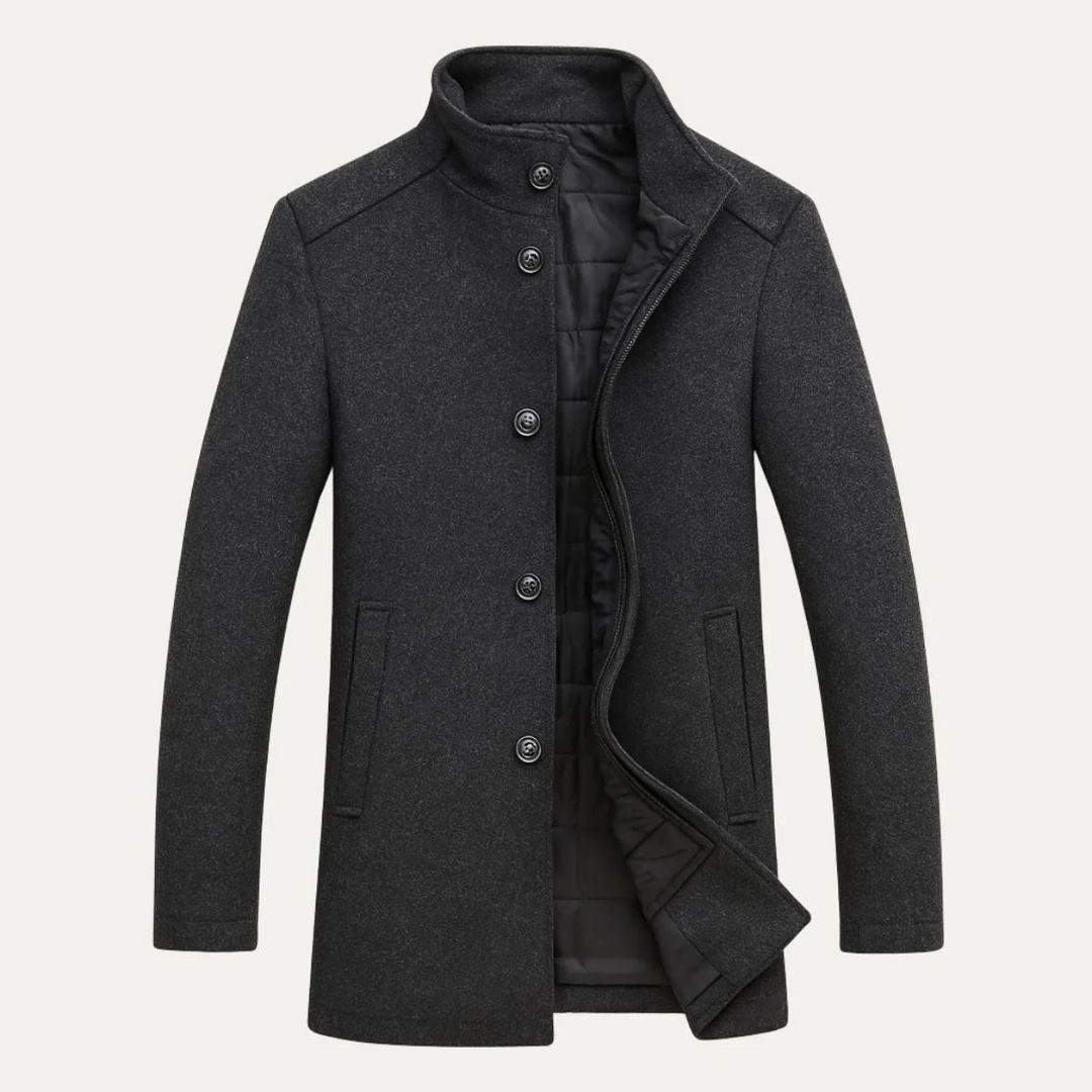 Men’s Stand Collar Coat Long Sleeve Button Front Casual Jacket
