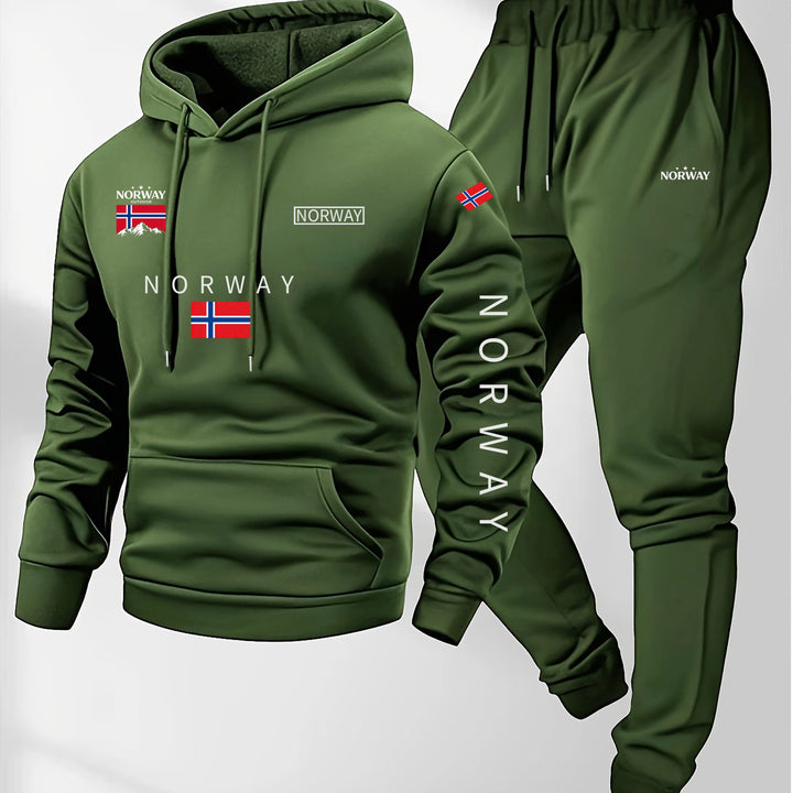 Men’s Hoodie Norway Tracksuit Set Casual Sweatshirt Jogger Pants Outfit
