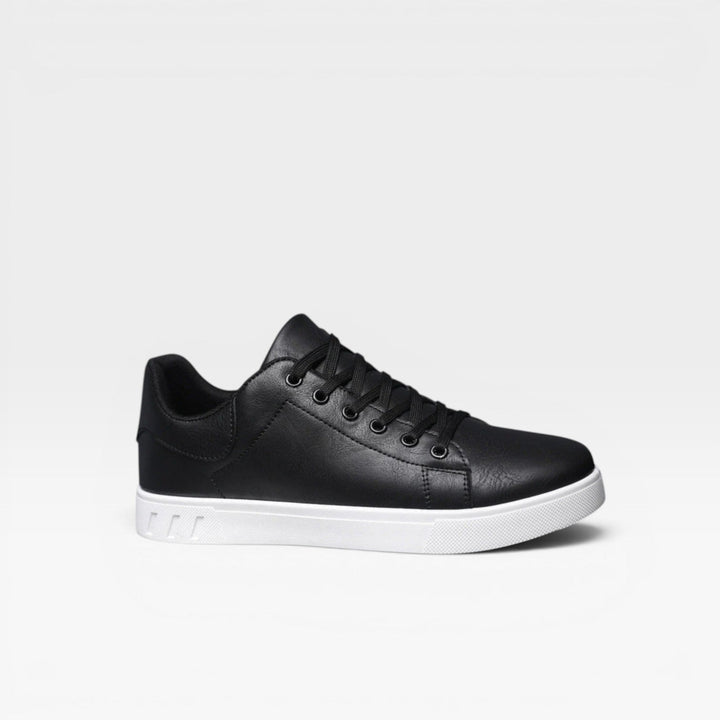 Men's Casual Leather Sneakers – Minimalist Lace Up Low Top Everyday Trainers