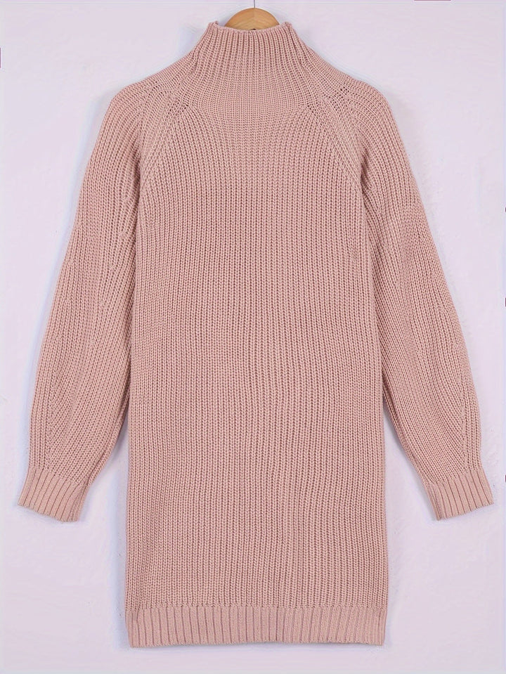 Verity | Cosy Half-Turtleneck Ribbed Dress