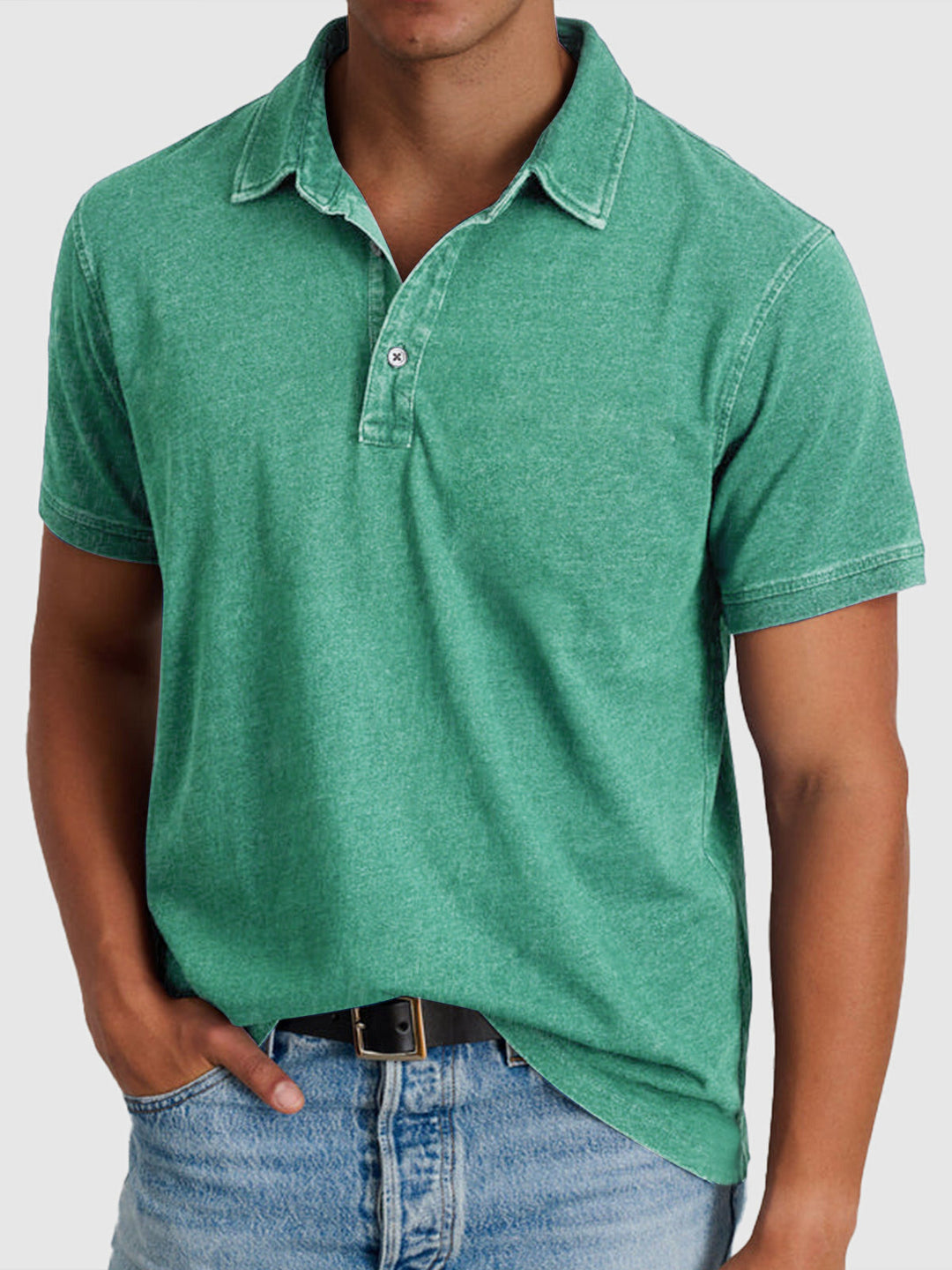 Men’s Polo Shirt Short Sleeve Casual Button Collar Everyday Top