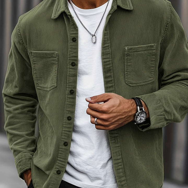 Men’s Corduroy Jacket Casual Button Up Overshirt Everyday Wear