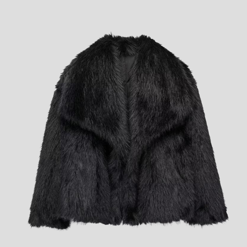 Women's Wide Collar Faux Fur Coat