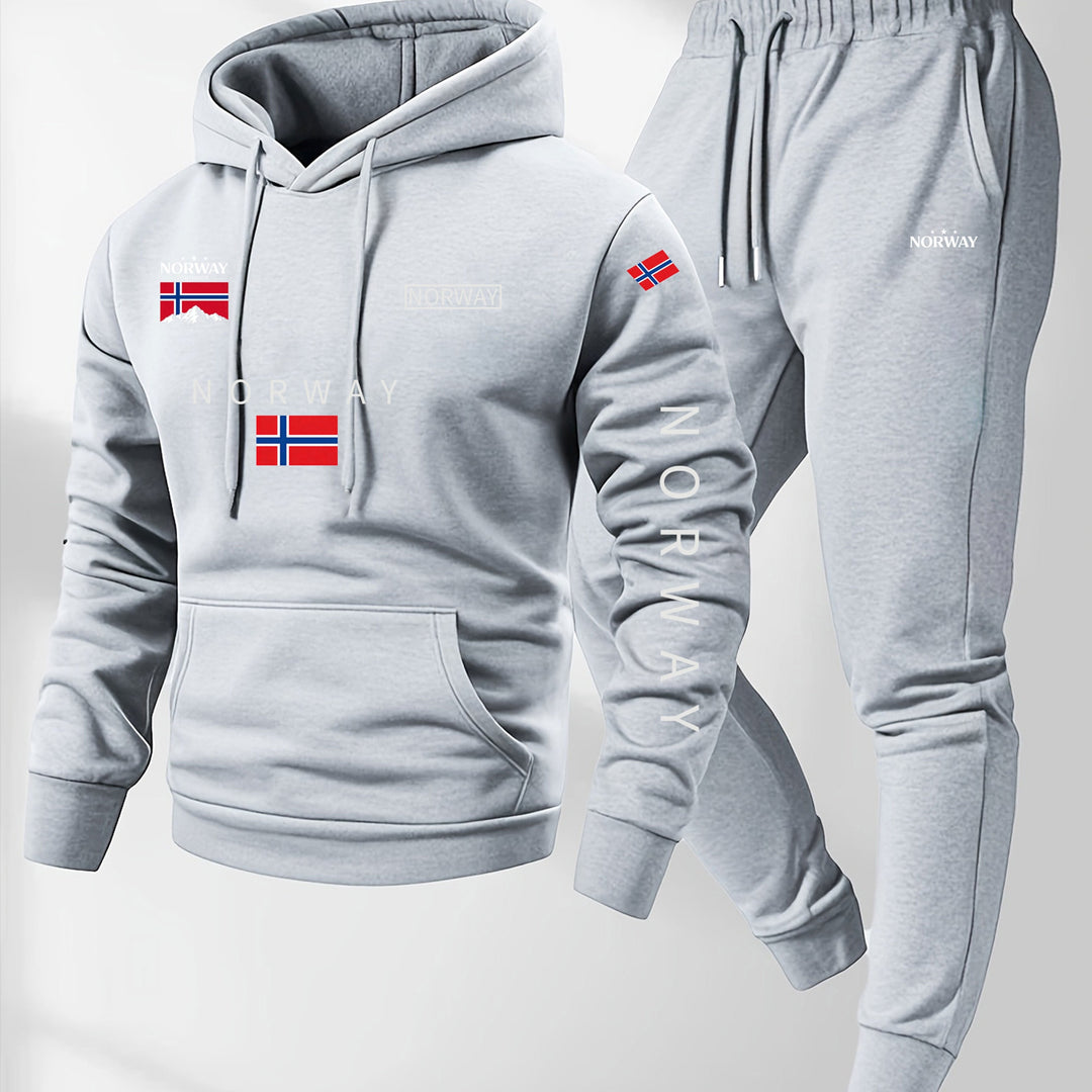 Men’s Hoodie Norway Tracksuit Set Casual Sweatshirt Jogger Pants Outfit