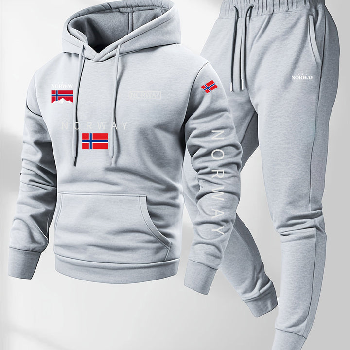 Men’s Hoodie Norway Tracksuit Set Casual Sweatshirt Jogger Pants Outfit