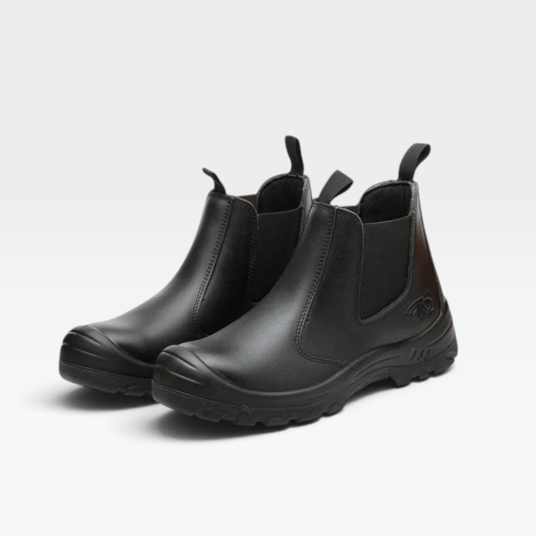 Men's Cowhide Leather Work Boots – Reinforced Toe Slip On Boots