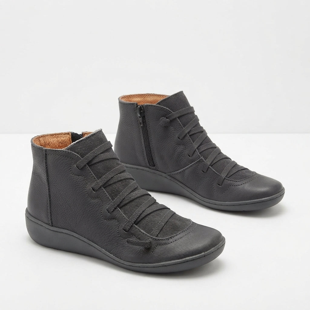 Women's Comfortable Lace-Up Leather Ankle Boots