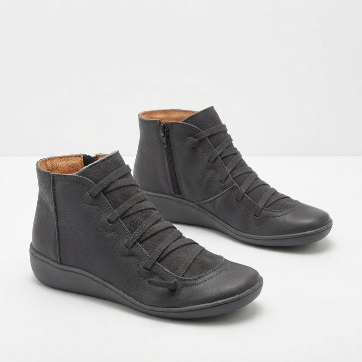 Women's Comfortable Lace-Up Leather Ankle Boots