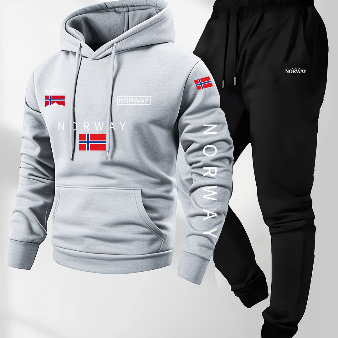 Men’s Hoodie Norway Tracksuit Set Casual Sweatshirt Jogger Pants Outfit