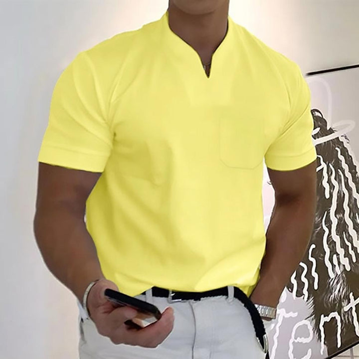 Men’s Short Sleeve Casual Shirt Stand Collar Summer Everyday Top