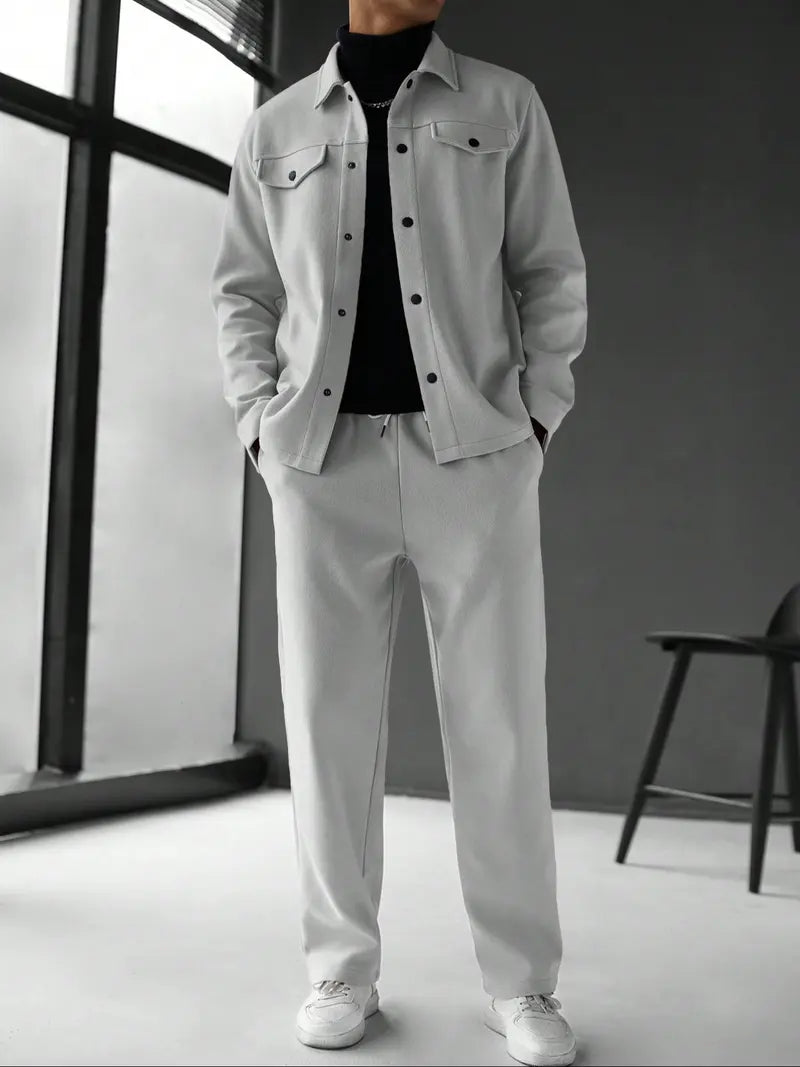 Men’s Casual Jacket and Pants Set Relaxed Fit Everyday Outfit