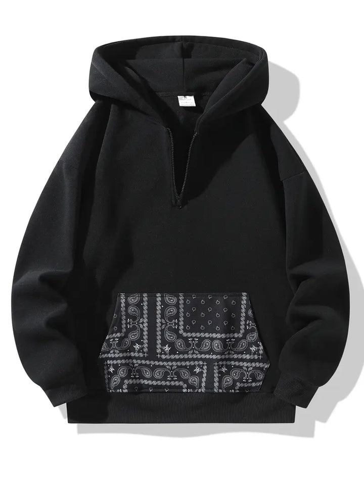 Unisex Hooded Sweatshirt Half Zip Casual Streetwear Pullover Top