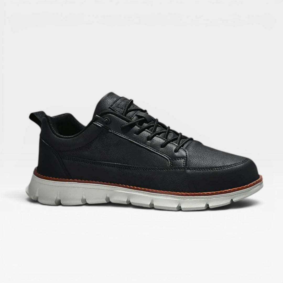 Men's Casual Leather Trainers – Lace Up Cushioned Everyday Sneakers