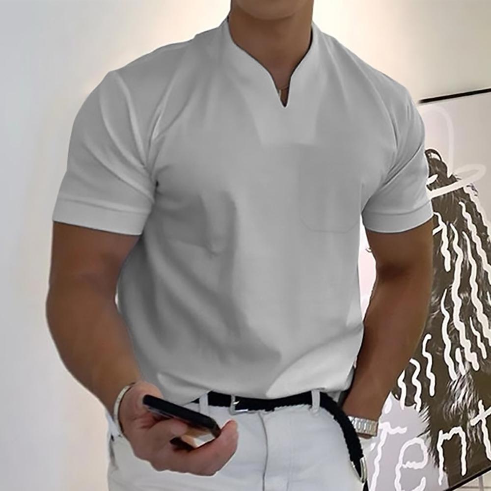 Men’s Short Sleeve Casual Shirt Stand Collar Summer Everyday Top