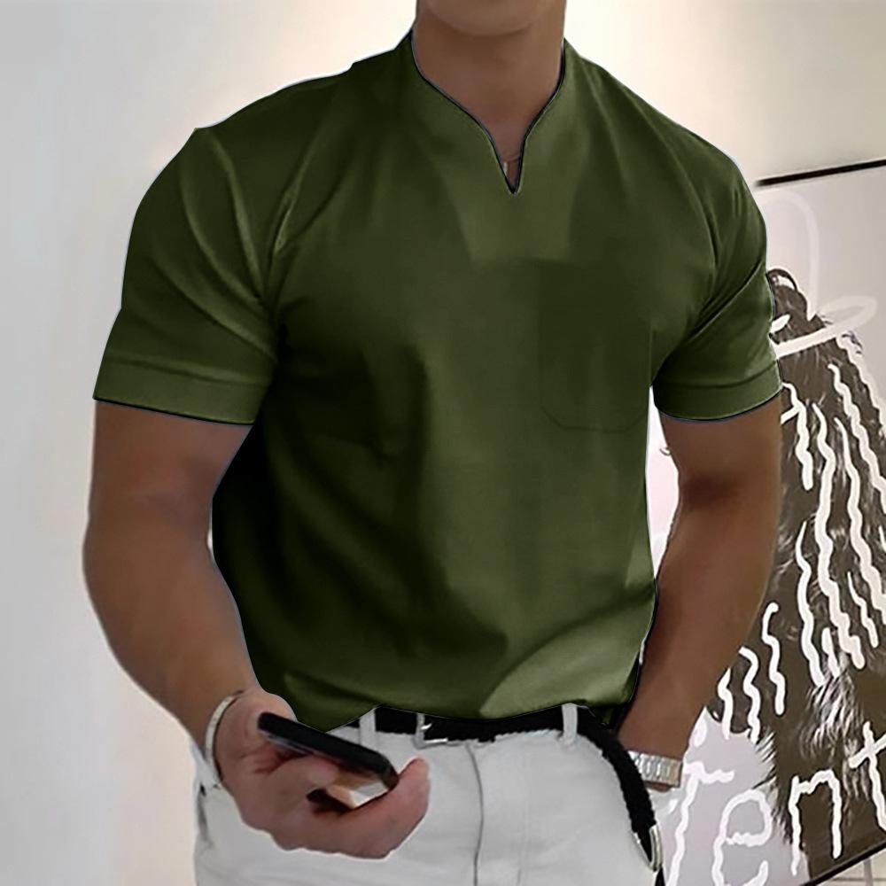 Men’s Short Sleeve Casual Shirt Stand Collar Summer Everyday Top