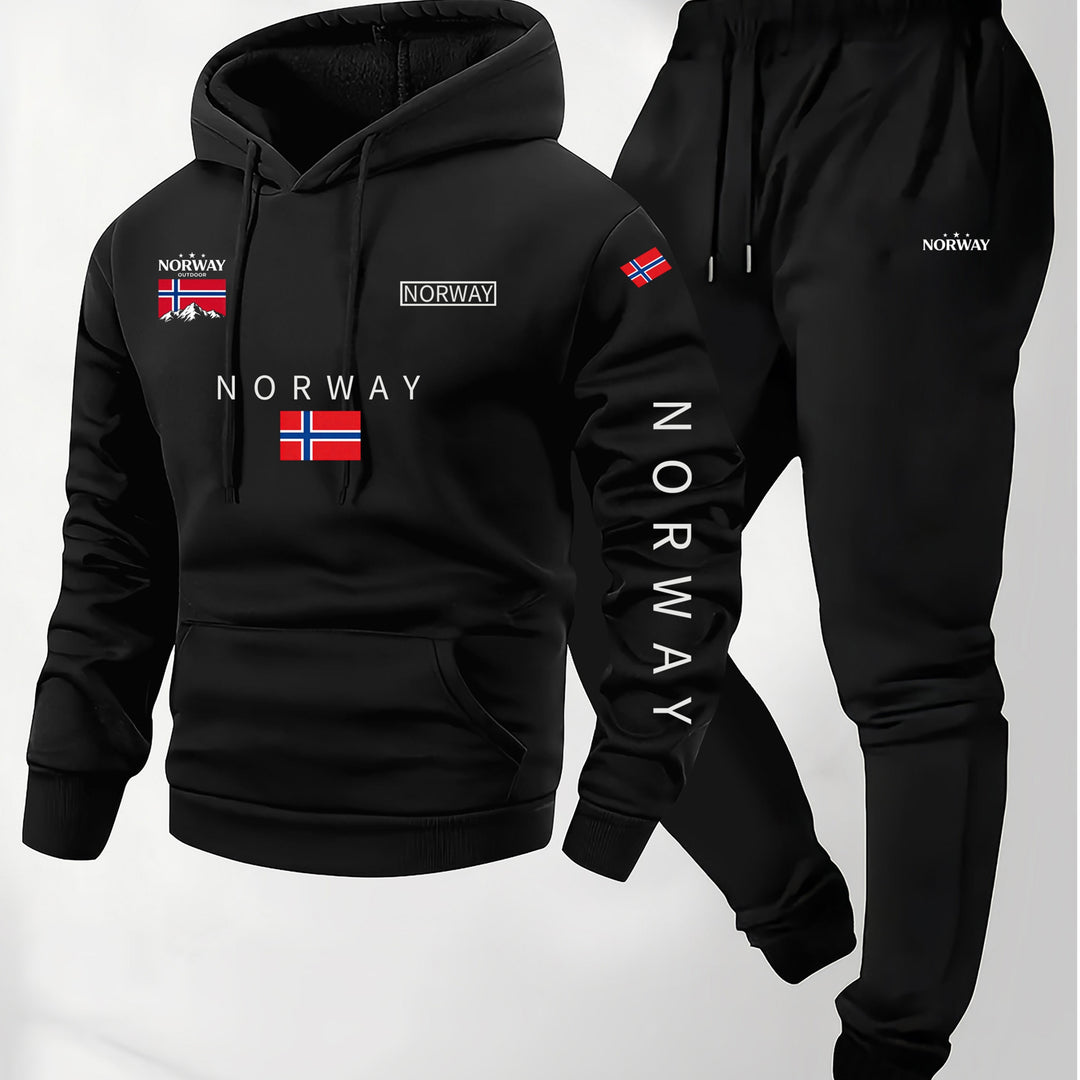 Men’s Hoodie Norway Tracksuit Set Casual Sweatshirt Jogger Pants Outfit