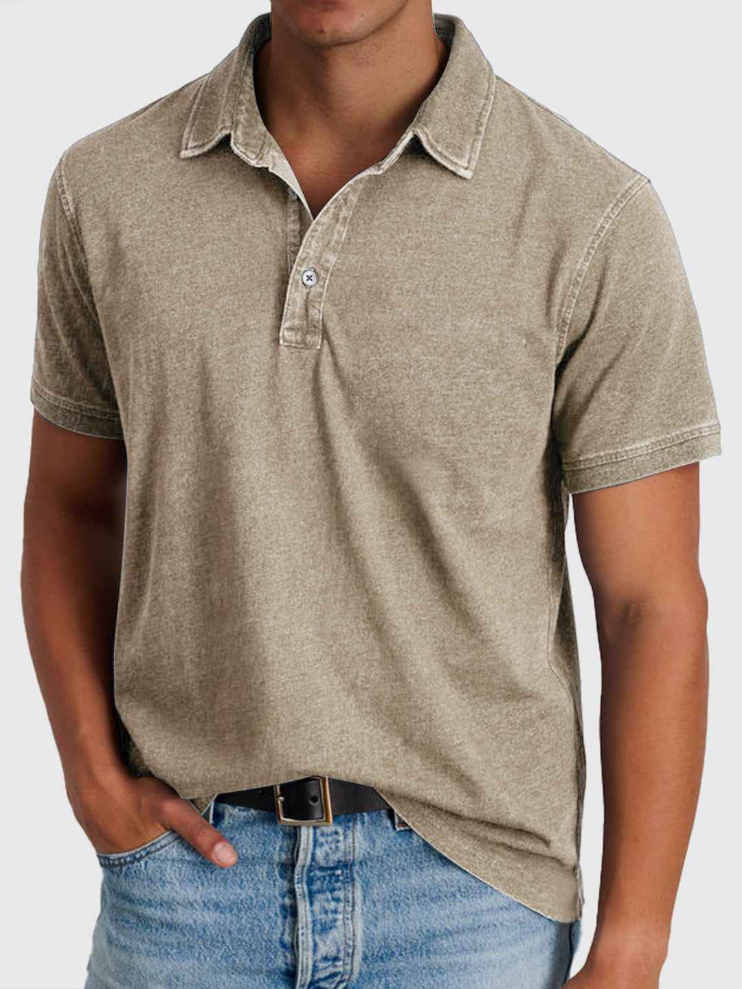 Men’s Polo Shirt Short Sleeve Casual Button Collar Everyday Top