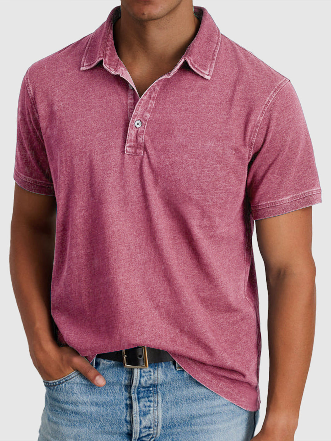 Men’s Polo Shirt Short Sleeve Casual Button Collar Everyday Top