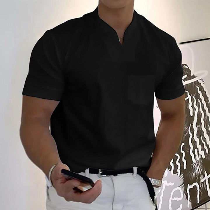Men’s Short Sleeve Casual Shirt Stand Collar Summer Everyday Top